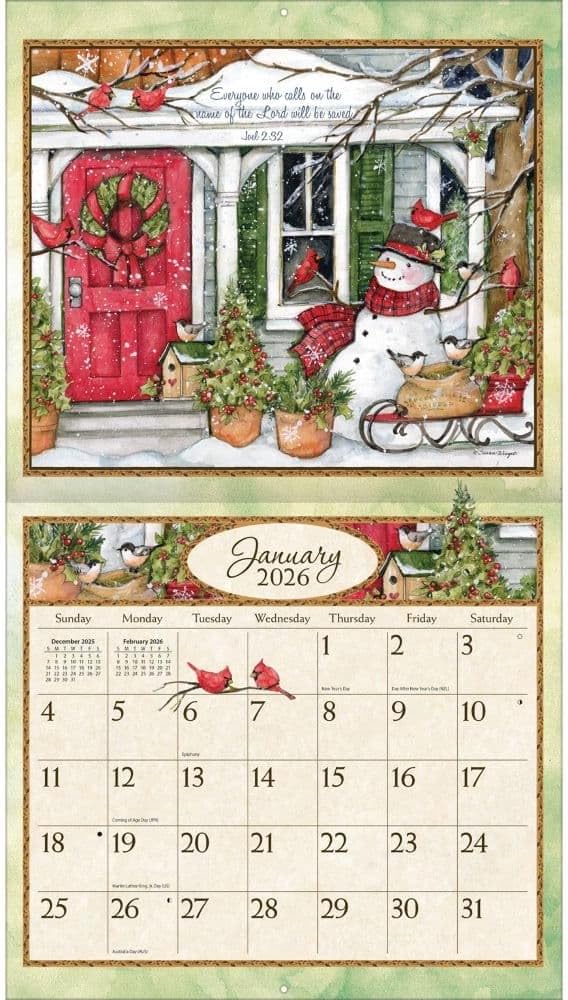Lang Bountiful Blessings 2026 Wall Calendar – 13.4″ × 12″, 12-Month Calendar with Stapled Binding, Linen-Embossed Art & Inspirational Scripture by Susan Winget