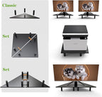 WEGASTU 2 Pack White Corner Monitor Stand, Triangle/Square Adjustable Height Riser, 27-inch Universal Desktop Shelf for Computer, Laptop, PC, iMac, Printer (Black)