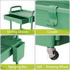 Sorgion 4 Tier Rolling Cart Organizer,Art Craft Diaper Bedside Snack Laundry Room Bathroom Organizer Narrow Thin Slim Rolling Trolley Utility Cart with Wheels for Kitchen,Office(Green)