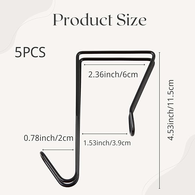 LIGHUFEIC 5 Pack Wire Cubicle Hook,Cubicle Accessories Wall Hangers for Clothing Mirrors, Pictures, Hats, and Bags in Office Cubicles Panels Cubicle Hooks(Black)