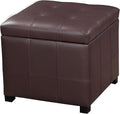 Homebeez Faux Leather Lift Top Storage Ottoman Bench with Solid Wood Frame & Tufted PU - 17.3 Inch Cube Footrest, Seat, with Metal Hinges for Living Room, Bedroom, Dorm | Coffee Brown