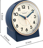 Tinload 4.3" Retro Analog Alarm Clock, Vintage Decor, No Ticking Silent, Easy to Set, Gradual Rise Alarm, On/Off Switch on Side, Gentle Wake, Snooze, Lighted on Demand, Battery Operated, Retro Blue