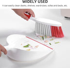 NACENA Dust Pan and Brush Set, Large Hand Broom and Dustpan Set Large Brush and Dustpan Set for Camping Broom and Dustpan Combo for Daily Cleaning Pet Hair Office Home Car, White & Red