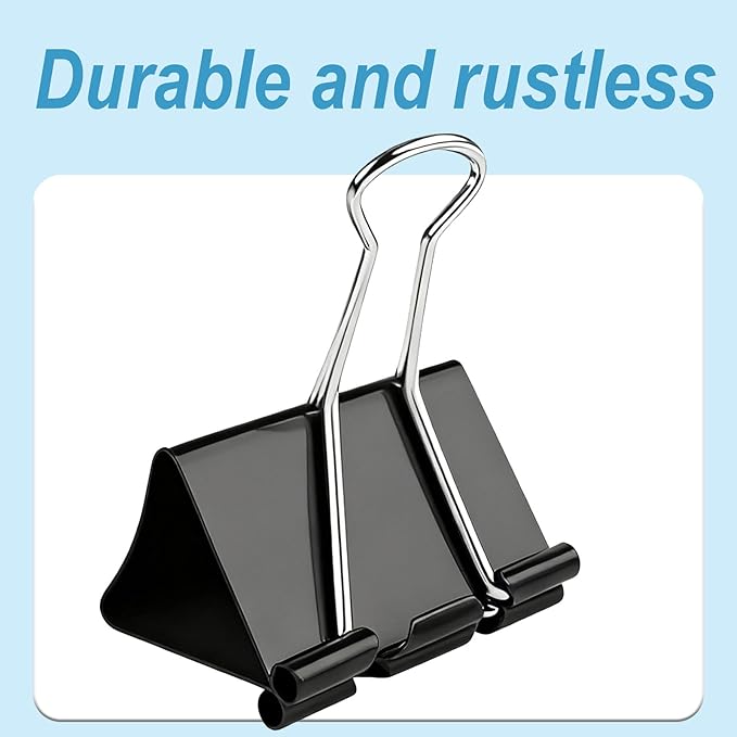 XIIFIIFII 3 Inch Extra Large Binder Clips (24 Pack), Black Jumbo Binder Clips, Heavy Duty Paper Clamps, Big Metal Paper Clips for Office, Home, School, Art Supplies