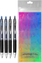 Advantage Gifts Signo 207 Roller Ball Retractable Gel Pens, Medium Point (0.7mm), Black And Blue Ink, 4 Count, Bundle with Plastic Reusable Pouch