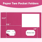 Two Pocket Folders, RAZCC 50 Pack 2 Pocket Folders Fit Letter Size Paper, Paper Folders with Pockets for School Office Business Home (Magenta)