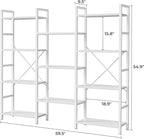SUPERJARE Triple 4 Tier Bookshelf, Bookcase with 11 Open Display Shelves, Wide Book Shelf Book Case for Home & Office, White