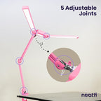 Neatfi LED Desk Lamp, Dimmable Desk Light with 360 SMD LEDs, 30W, CRI 95, Adjustable Color Temperature, Task Lamp for Home, Office, and Workbench (CCT, Pink, 41 Inches)