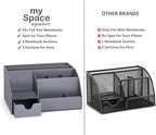 My Space Organizers Grey Desk Organizer, 9 Compartments, Office Supplies and Desk Accessories Organizer, Office Decor Desktop Organizer (Gray)