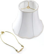Bell Lamp Shade, Saangseon White Scalloped Lampshade Replacement, 7'' Top x 14'' Bottom x 10.5'' Slant Height x 10'' Vertical Height, Lamp Harp Included