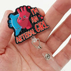 Sixrip I'm an Arterial Girl Retractable Glitter Badge Reel with Alligator Clip, Funny Heart Aorta Badge Holder Gift for Cardiology Doctor Nurse VAT RN Cardiologist Cardiovascular Medical Office Work