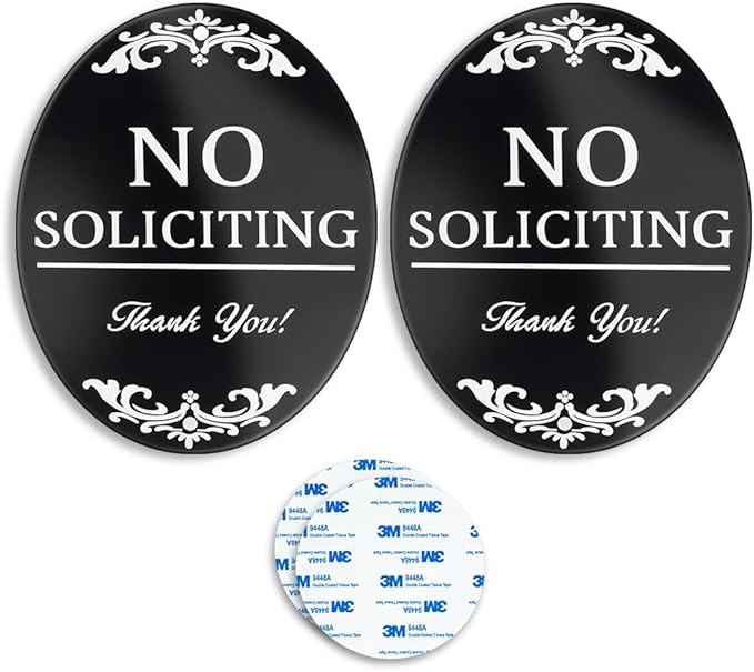 no soliciting sign for front door 4x5 inch No Soliciting Sign for Home Aluminum Outdoor Yard Sign for Home and Front Door (2 Pack)