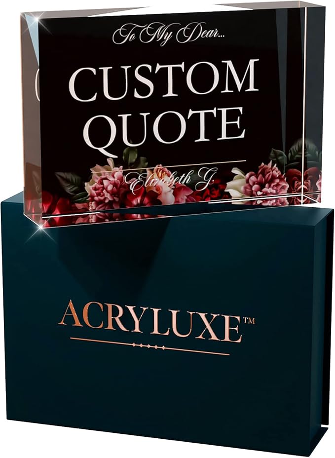 Personalized Gifts, Custom Quote Block Letter Board,Crystal-Clear Acrylic with Gift Box,17 Styles, Holiday and Christmas Gift for Mom, Dad, Girlfriend, Him or Her, Husband, Wife (4"x6", Floweret)