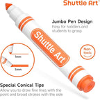 Shuttle Art 264 Pack Washable Markers, 12 Assorted Colors Broad Line Conical Tip Large Markers Bulk with a Box, Bonus Caps, Home Classroom School Supplies for Toddlers Kids Adults Students Teachers