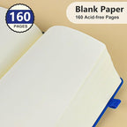 PERCUN Blank Journal Ntebook for Men & Women, 160 Pages Blank Journals for Writing, Drawing,Sketch Book,5.9" x 8.5" Leather Sketchbook, Unlined Notebook for Work, School, Art (Navy)