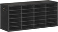 HOOBRO Literature Organizers, 24 Compartments Office Mailbox with Adjustable Shelves, Wood Countertop Literature Sorter for Office, Home, Classroom, Mailrooms Organization Black BK64WF01