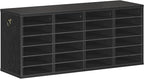 HOOBRO Literature Organizers, 24 Compartments Office Mailbox with Adjustable Shelves, Wood Countertop Literature Sorter for Office, Home, Classroom, Mailrooms Organization Black BK64WF01