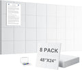 G Gamit Large Felt Wall Tiles Bulletin Board,Large Cork Board Alternative with 30 Pushpins,8-Pack Felt Pin Board with 56 Safe Removable Adhesive Tabs for Home Office School (White)