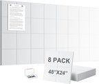 G Gamit Large Felt Wall Tiles Bulletin Board,Large Cork Board Alternative with 30 Pushpins,8-Pack Felt Pin Board with 56 Safe Removable Adhesive Tabs for Home Office School (White)