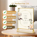PPH-Sisy 8X10 Gold Frames Double Sided Acrylic Sign Holder Tabletop Picture Frames Vertical Display Stand for Photos Wedding School Home,Set of 6