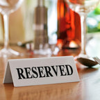 6 Pieces Plastic Reserved Table Sign Table Tent Wedding Guest Reservation Seat Sign for Restaurant Wedding Chairs(7.9 x 2.7 Inches,Black Words White Background)
