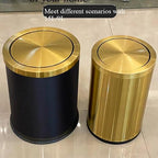 YOJIA 4 Gallon Black Gold Bathroom Trash Can, Stainless Steel Waste Basket, Large Capacity Garbage Can, for Bedroom Kitchen Office Hotel (Black)