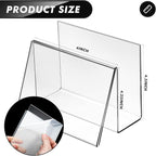 Vicenpal 4 Pcs Clear Acrylic Postcard Holder Business Card Holder Greeting Card Display Clear Business Card Stand Rack for Index Card Organizer Desk Table Home Office School, 6 x 4.25 x 4.5 Inch