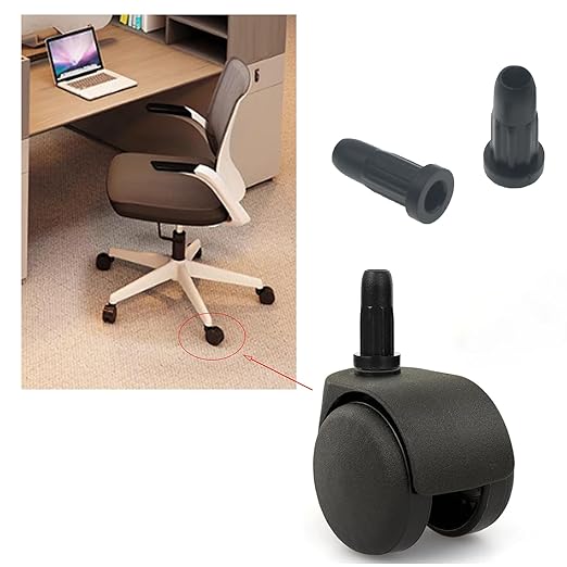 GWYAN 20 Pcs Black Plastic Caster Rubber Sleeve Chair Wheel Stopper Lid Caster Wheels Furniture Inserts for Home Office Use