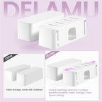 Delamu 2 Pack Cable Management Box, Stylish Cable Box with Cord Organizer for Desk, Pet & Child-Proof Power Strip Hider Box and Floor Cord Covers, Ideal for Home & Office, Durable Cable Organizer Box