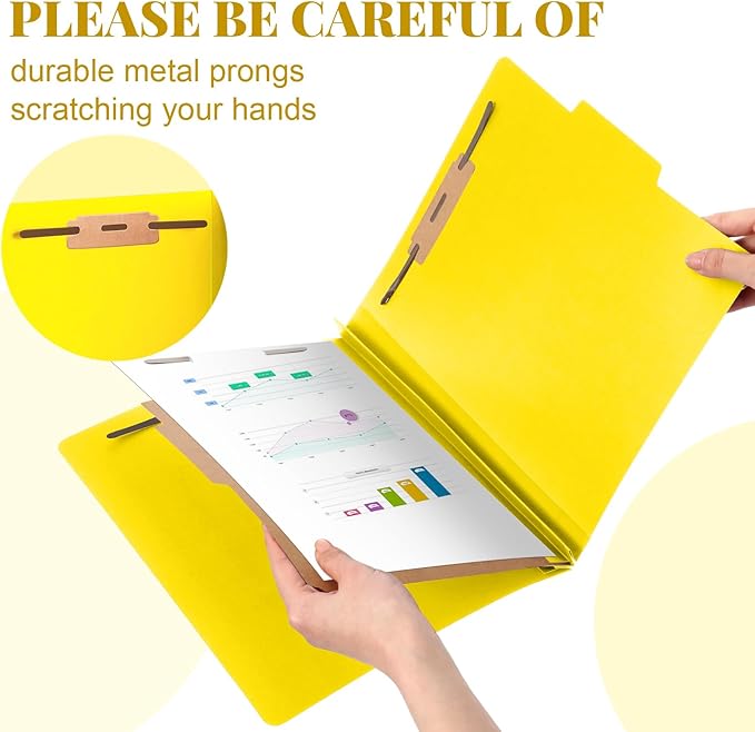 Skyygemm 72 Pcs Classification Folders Letter Size, 1 Divider Pressboard File Folder with Fasteners, Expanding File Organizer Bulk for School Teachers, Office Employee, Coworker, Staff (Yellow)