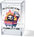 Vgrti This Little Light Of Mine I'm Gonna Let It Shine Acrylic Cosmetic Pencil Pen Holder Cup, Dumpster Fire Pen Holder Cup, Cute Grim Reaper Gifts, Mental Health Gifts for Women Men Colleague Teacher