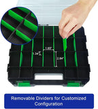 Tools Organizer Box Small Parts Storage Box 50-Compartment Double Side Hardware Organizers with Removable Plastic Dividers for Screws, Nuts, Nails, Bolts, Green