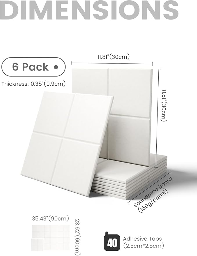 Fluxynara Large Felt Bulletin Board 36" x 24"Cork Board Alternative-6 Pack with 40 Safe Removable Adhesive Tabs, Cork Boards for Walls Cork Board for Home Office Classroom Pin Board-Milky White
