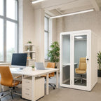 Soundproof Office Pod Booth, Quiet Meeting Pod with Acoustic Panels, Mobile Focus Room, Privacy Silent Booth for Private Phone Calling, 1-2 Person Workspace with Sound Isolation W55in D48in H92in