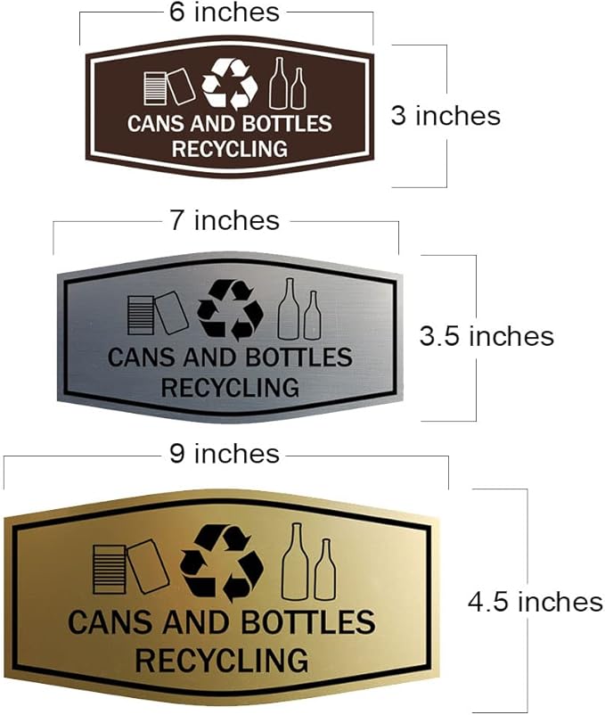 Fancy Cans and Bottles Recycling Sign (Red) - Small
