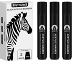 BIGTHUMB 3 Pcs Black Jumbo Permanent Markers: 15mm Wide Tip Thick Acrylic Paint Pen Large Calligraphy Marker for Rock Painting, Poster, Sign, Canvas, Glass, Wood, Ceramic