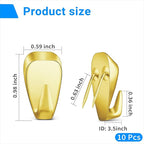 Hufopik 10 Pcs Cubicle Hooks - Fabric Panel Wall Clips for Hanging Coats, Pictures, Supports up to 40 lbs (Gold)