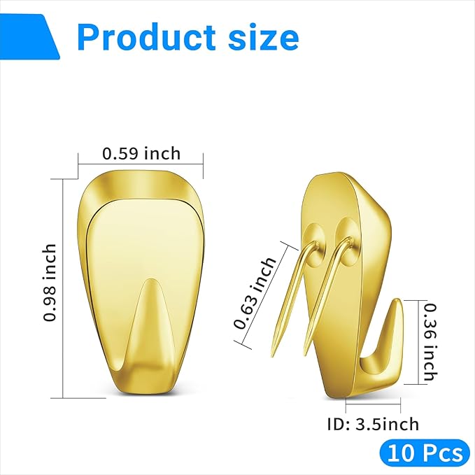 Hufopik 10 Pcs Cubicle Hooks - Fabric Panel Wall Clips for Hanging Coats, Pictures, Supports up to 40 lbs (Gold)