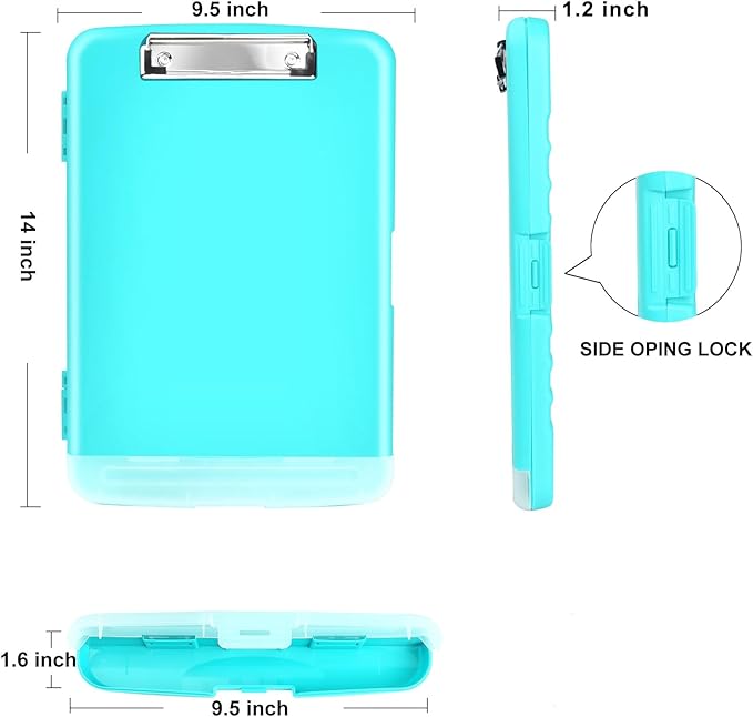 Plastic Clipboard with Storage,TFDLCG zm Clip Boards 8.5x11 with Pen Holder,A4 Nursing Clipboard Folder Heavy Duty for Women Teachers Work, School Office,Mint Green