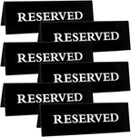 6 Pieces Plastic Reserved Table Sign for Wedding Acrylic Double Side Table Tent Black Guest Reservation Tables Seat Sign 5.9 x 2 Inches Reserve Seating Signs for Restaurant Chairs Wedding