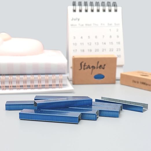 NatSumeBasics 6000 Blue Staples Colored Staple for Desk Manual 26/6 Standard Stapler Refill, Office Supplies Accessories (Blue)