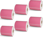 BETCKEY - 4" x 6" Shipping Labels Compatible with Zebra & Rollo Label Printer(not for dymo 4XL),Premium Adhesive & Perforated[Pink, 6 Rolls, 1500 Labels]
