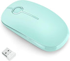 VssoPlor Wireless Mouse, 2.4G Slim Portable Computer Mice with Nano Receiver for Notebook, PC, Laptop, Computer (Mint Green)