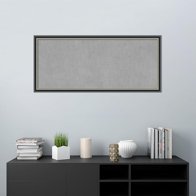Amanti Art Black Framed Magnetic Board 23x51 Oversize Vision Board for use with Magnets, 100% Metal Sheet to Display Items as Office Decor or for Home Organization in mudroom, Kitchen or Kids Room