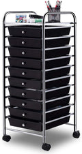 Giantex 10 Drawer Rolling Storage Cart Scrapbook Paper Office School Organizer (Black)
