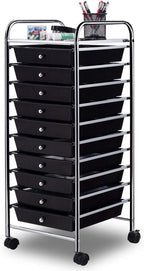 Giantex 10 Drawer Rolling Storage Cart Scrapbook Paper Office School Organizer (Black)