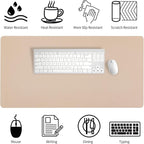Bloss Leather Desk Pad and Keyboard Wrist Rest, Large Mouse Pad + Keyboard Pad+Mouse Wrist Support, Non-Slip Desk Mat Protector for Office, Home(27.6" x 13.8", Beige)