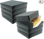 Lineco Museum Archival Storage Box, 11.75x15.25x3 in. Drop Front Design. Acid-Free with Metal Edge. Organize Photos, Pictures, Prints, Documents, Crafts, DIY. Gray, 8 Pack