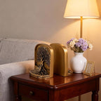 Resin Tree of Life Bookends Set, 2Pcs Decorative Non-Skid Book Ends for Heavy Books, Shelves, Bookcase or Desk - Antique Bronze Color Home Décor Gift, Library and Office Decor