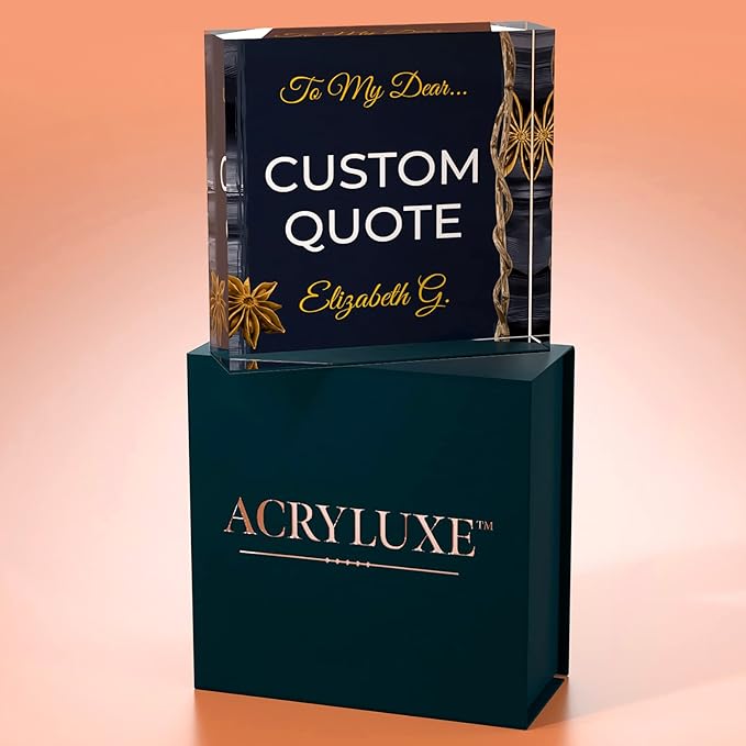 Custom Acrylic Sign Personalized, Custom Desk Name Plate, 18 Styles, (4"x4"), With Gift Box, USA Made by Acryluxe. (Trenton)